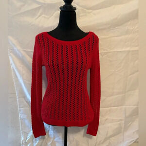 A.N.A Red Loose Knit Long Sleeve Loose Knit Sweater medium